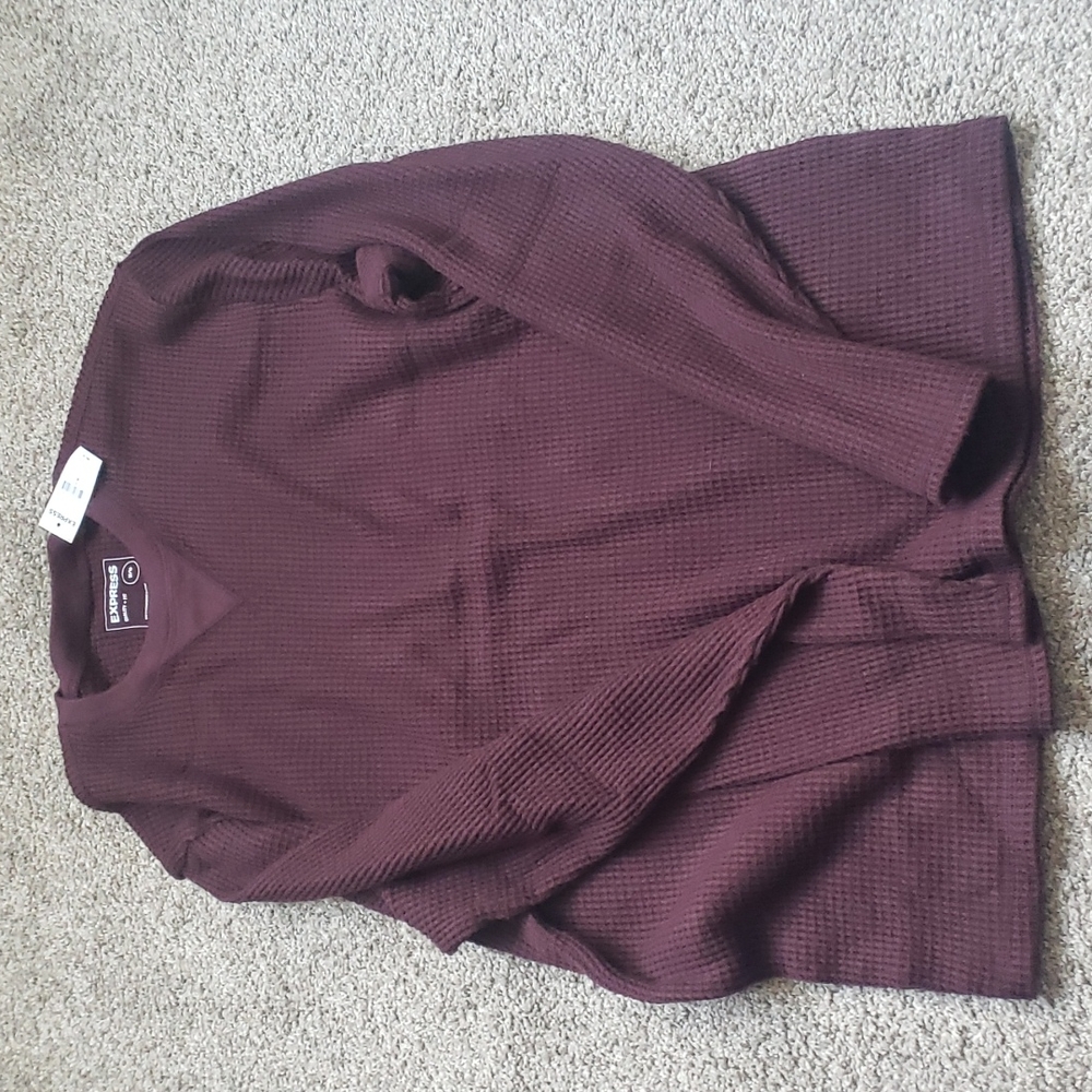 Waffle long sleeve tee maroon